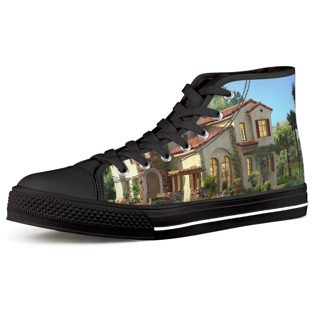 Black High Top Canvas Shoes-1585221420